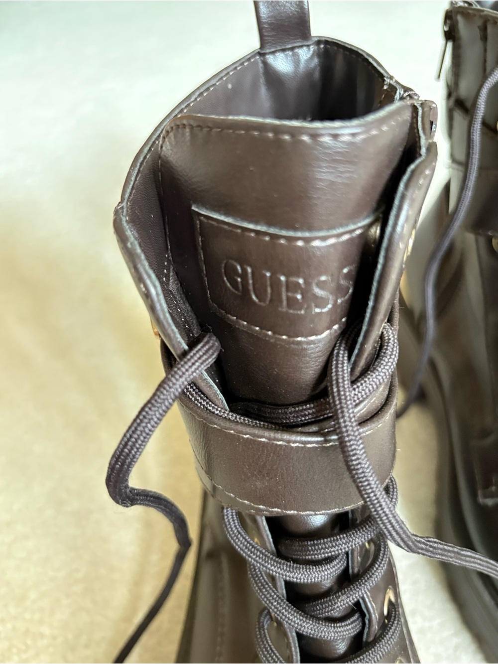 NWOT GUESS Combat Boots Dark Brown Women's Size 9 - Picture 10 of 14